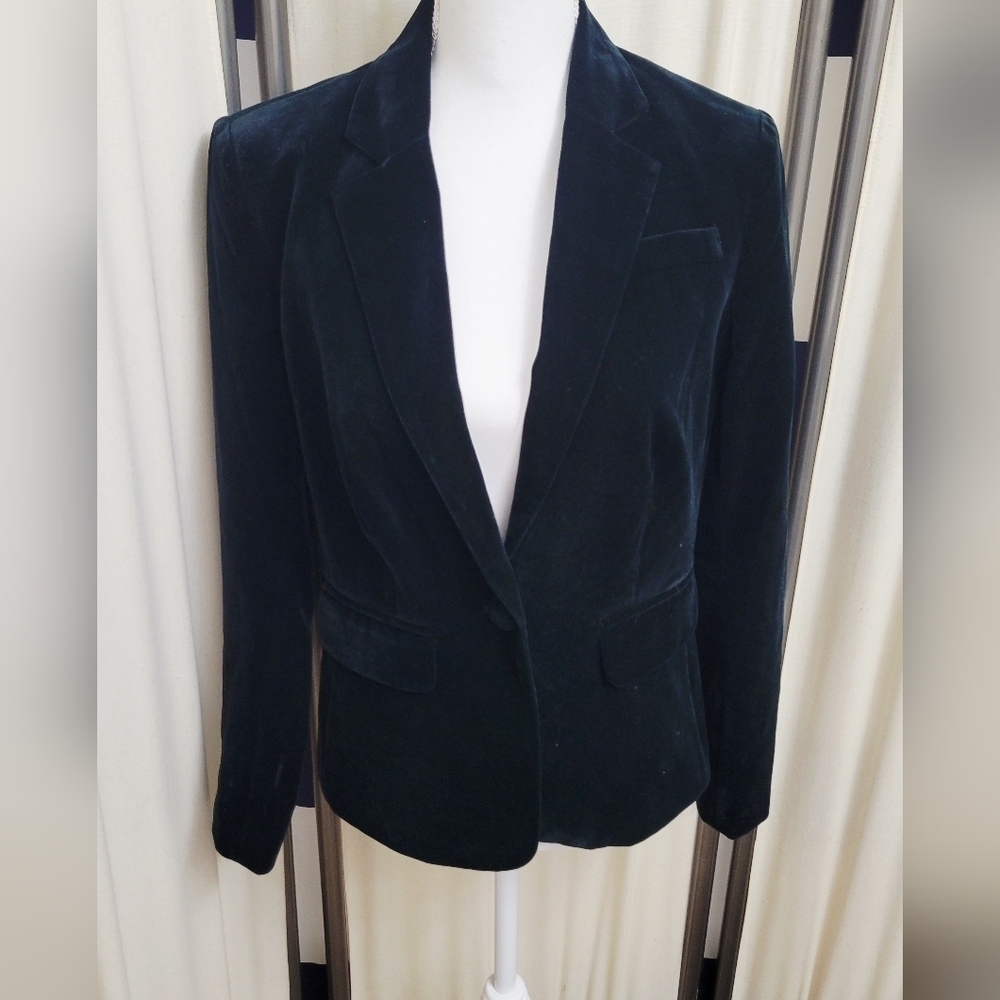 Lucy Paris Velvet Dark Green Blazer Jacket | Size XS